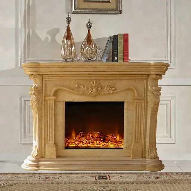 marble carving mantelpiece factory direct selling natural marble yellow marble fireplace
