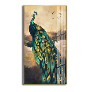 Hand Made Decor Custom Gift Beautiful Peacock Oil painting Canvas Art Printing