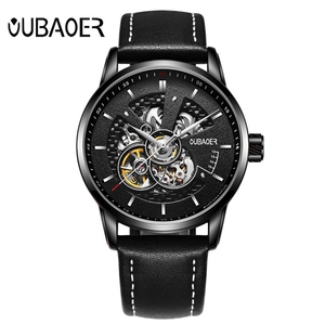 Ochstin fabbrica Oubaoer Luxury Mens Blue Leather cinturino <span class=keywords><strong>automatico</strong></span> scheletro <span class=keywords><strong>orologio</strong></span> meccanico - Product Image 2