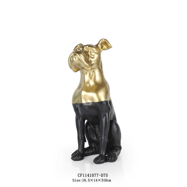 Resin Animal Black Gold English French Bulldog Puppies Statue Dog Figurine for Sale