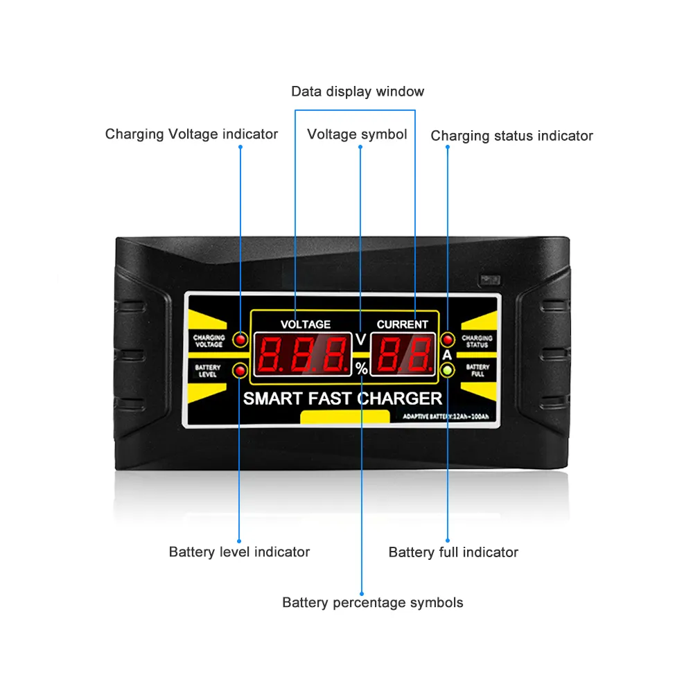 Voll automatisches Autobatterie ladegerät 150V-250V bis 12V 6A Smart Fast Power Charger Geeignet für Auto motorräder mit EU-Stecker