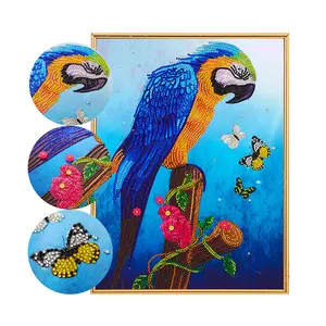 DIY Wall Craft Decor 5D Diamond Painting Animals Parrots Circular Drill Mosaic Rhinestone Decoration Painting