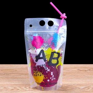 Đứng Lên Có Thể Đóng Lại Zipper Rõ Ràng Uống Túi Uống Bao Bì Túi Với Rơm Nhựa - Product Image 2