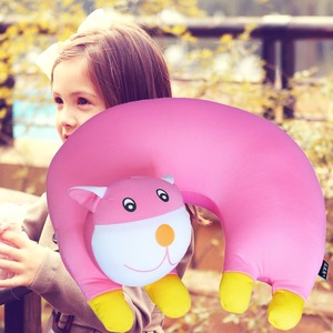 Kids microbeads pink cat U shaped travel Emoji pillow neck support plane/car/home foam pillow - Product Image 2