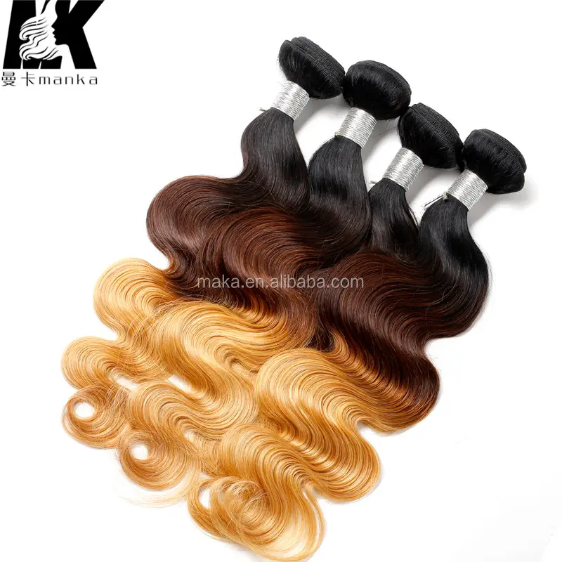 Manka Hair Brazilian Body Wave Hair Bundles Ombre 1B/4/27# Three Color 10"-30" In Stock Human Hair Extension