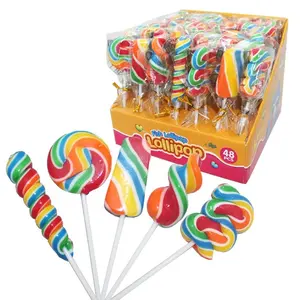 Wholesale Custom Hard Sweet Fruity Colorful Rainbow Swirl Lollipops Candy