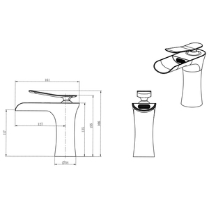 Grifo Mezclador de Lavabo de Cascada de Agua Fría y Caliente con un Solo Mango Cromado para Baño, Marca Kaiping <span class=keywords><strong>Aida</strong></span> - Product Image 6