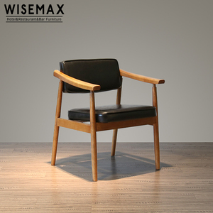 WISEMAX Vente chaude <span class=keywords><strong>Chaise</strong></span> de salle à manger avec cadre en bois <span class=keywords><strong>Chaise</strong></span> de restaurant <span class=keywords><strong>Chaise</strong></span> en bois massif <span class=keywords><strong>Hans</strong></span> <span class=keywords><strong>Wegner</strong></span> avec coussin en cuir PU - Product Image 4