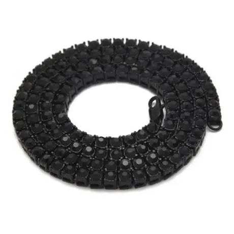 패션 힙합 댄스 의상 블랙 도금 아이스 아웃 4mm 1 행 테니스 체인 디자인 체인 목걸이