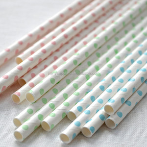 El punto de polca largo pajitas de beber de papel para decoracion fiesta de suministro - Product Image 3