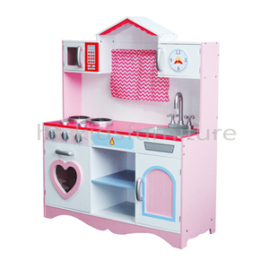 82X30X100cm 3 Years Above MDF Kids Wooden Cooking Toy <strong>Kitchen</strong> Set With ABS Plastic Sink and Faucet <strong>Accessories</strong> - Product Image 1