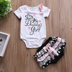 Bodysuits Ngắn Tay Áo Bông Dễ Thương Ren Quần Short Ruffles Mùa Hè Quần Áo 2 Cái Sơ Sinh Trẻ Sơ Sinh Bé Gái Quần Áo Đặt Tops