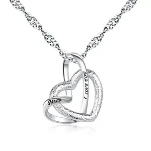 2022 nuovo arrivo in argento Sterling 925 placcato per sempre amore mamma cuore aperto collana amore cuore mamma collana regalo festa della mamma