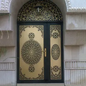 Puerta de Hierro forjado con corte láser, seguridad de estilo chino, puertas dobles