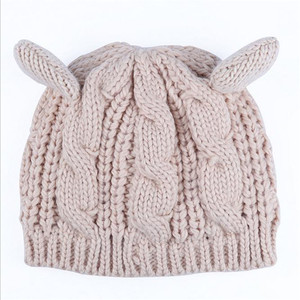 Pas cher Chat Oreilles Mignon Bérets Dames Double Épais Tricot Chapeau - Product Image 4
