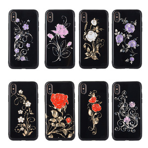Oro <span class=keywords><strong>de</strong></span> lujo del cromo láser impresión floral Rosa flor TPU silicona caso del teléfono celular para el iPhone x 8 8 más 7 7 más - Product Image 6