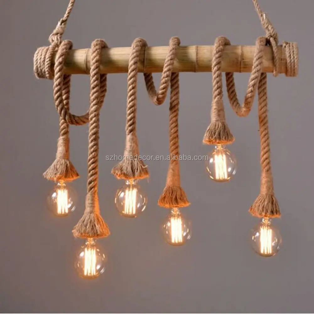 Подвесной ретро-светильник в стиле лофт, винтажный светильник из бамбука ручной вязки для ресторана, спальни, столовой