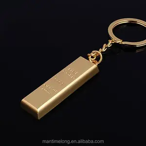 Fashion high quality metal 3D golden bar shaped key chain bullion