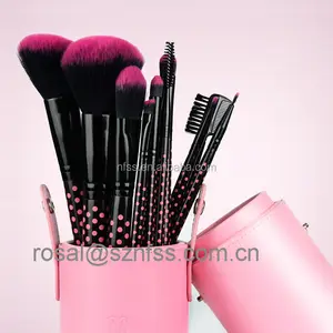 Fashion Design Pink Colour Makeup Brush Set 10 Piece Brush Cup Holder