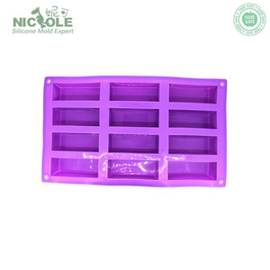 Nicole 12 Lỗ Hổng Silicone Hình Chữ Nhật Khuôn Sô Cô La Cấp Thực Phẩm Silicone Baking Pan Khuôn Mẫu Xà Phòng - Product Image 4
