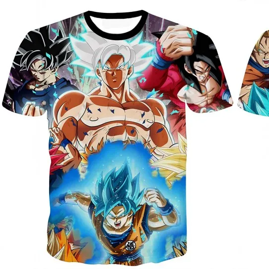 Goku süper vahşi kaz T-shirt 3d-printed yaz o yaka günlük rahat komik tişört