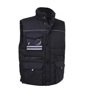 2022 new style mens sleeveless winter vest with printed utility black work vest