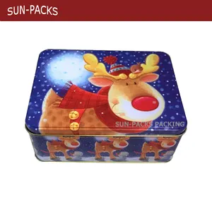 Kaleng Timah Kosong Kartun Logam Natal untuk Permen/Kukis/Biskuit
