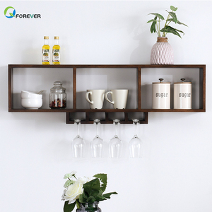 Étagères murales en bois massif de style nordique, support de <span class=keywords><strong>rangement</strong></span> pour tasses de vin, 2020 - Product Image 1