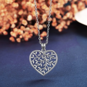 Kalung Liontin Wanita Bentuk Hati Cinta Pohon Kehidupan Wanita Perak Murni <span class=keywords><strong>925</strong></span>