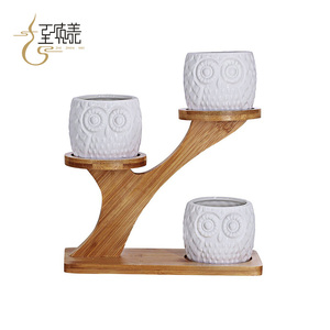 Gros bambou 3 niveau en bois <span class=keywords><strong>massif</strong></span> pot de fleur stand plateau support de support - Product Image 5