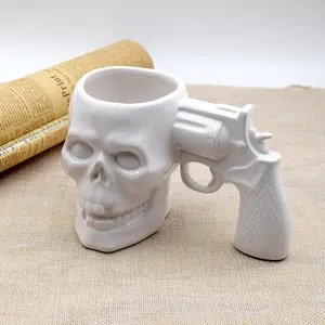 ของขวัญแปลกใหม่3D ปืนแก้วปืนพกสำนักงานชากาแฟดื่มแก้วเซรามิก