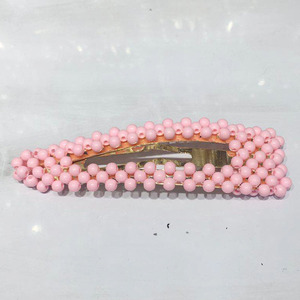 Handmade Korean Fashion PC Material Hair <strong>Clip</strong> for Girls Gold <strong>Silver</strong> &amp; Colorful Neon Bead Pearl Sweet Style - Product Image 6