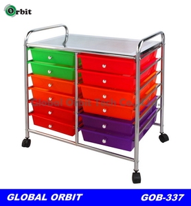Chariot de rangement mobile à 10 tiroirs en plastique avec roulettes – Mobilier moderne pour la maison, idéal pour les outils et les magasins de proximité - Product Image 5