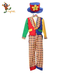 PGMC1828-traje personalizado de payaso de circo, rejillas de vestido de lujo, abrigo para hombre, conjunto de pantalón y sombrero para fiesta