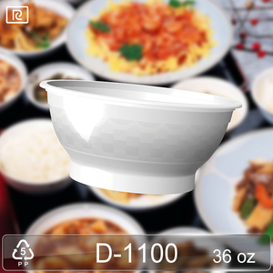 KL01 12/15/24/36oz White Transparent Recyclable <b>Disposable</b> Custom Printed Food-grade Plastic PP Salad <b>Bowl</b> Lid for Food Catering - Product Image 3