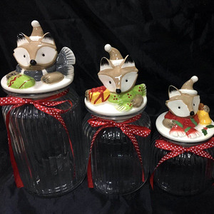 Diferentes búho o Santa Claus forma frascos de vidrio con tapa de cerámica para el café o té o almacenamiento de caramelo - Product Image 3