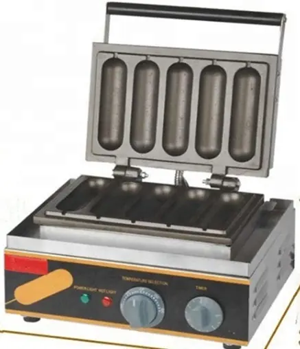 Popüler aperatif makinesi elektrikli sıcak köpek waffle makinesi makinesi ile gaz