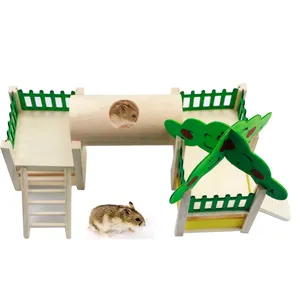 ドワーフマウスのような小動物のための木製ハムスターハウスハイドアウトハットラットハイダウェイエクササイズおもちゃ