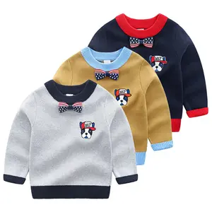 Cute cartoon pattern crochet knitting winter pakaian anak boys sweater design