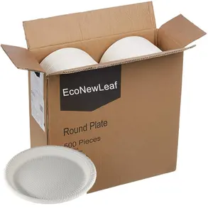 EcoNewLeaf 8.9 بوصة يمكن التخلص منها غير سامة لوحة كبيرة الوجبات الجاهزة OEM البلاستيك أطباق مستديرة