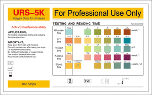 URS - 5K , CE, ISO Marqué Bandelette de <span class=keywords><strong>Test</strong></span> D'<span class=keywords><strong>urine</strong></span> 5 Paramètre Réactif Des Bandelettes Réactives pour Analyze D'<span class=keywords><strong>urine</strong></span>