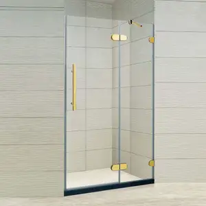 Prezzo della porta di vetro dello schermo della doccia della cerniera dorata di alibaba