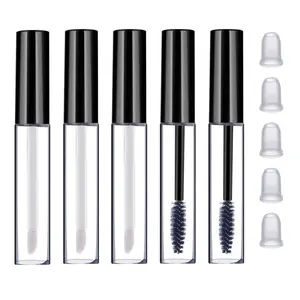 1.2ml 1.5ml 3ml 5ml 10ml boş plastik kozmetik ambalaj küçük Mini dudak parlatıcısı tüp fırça ve huni