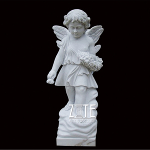 Estatua de Ángel de niño pequeño de mármol blanco tallado de diseños populares - Product Image 2