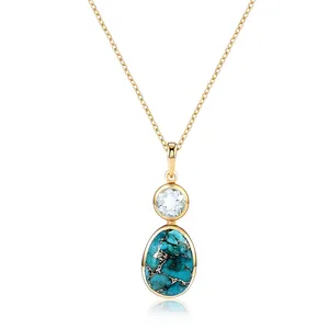 wholesale natural topaz turquoise gemstone necklace stone pendant necklace designs