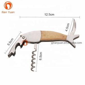 <strong>Bar</strong> <strong>Tools</strong> Selling Customized logo Fish 3D Wooden Handle Fish Shaped Wine Opener Corkscrew - Product Image 2