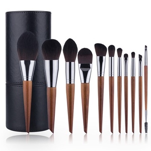 Melason manico in legno di alta qualità 11 pezzi Set di pennelli per trucco Vegan Natural Pony Goat Hair con borsa cosmetica per <span class=keywords><strong>truccatori</strong></span> - Product Image 1