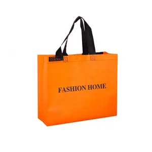 Custom recycle promotional shopping tote fabric polypropylene orange pp non woven carry bag