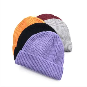 Topi Beanie Katun Organik 100% Rajut Chunky Polos Kustom