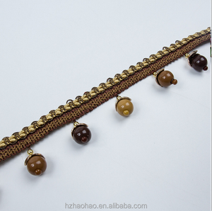 Frangia Decorativa con Perline e Nappe 100% Poliestere, Dimensione 4CM, Marca HaoHao per Tende e Tessili per la Casa - Product Image 3